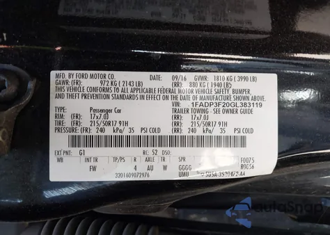 2016 Ford Focus Se z USA, uszkodzony, nr VIN 1FADP3F20GL383119